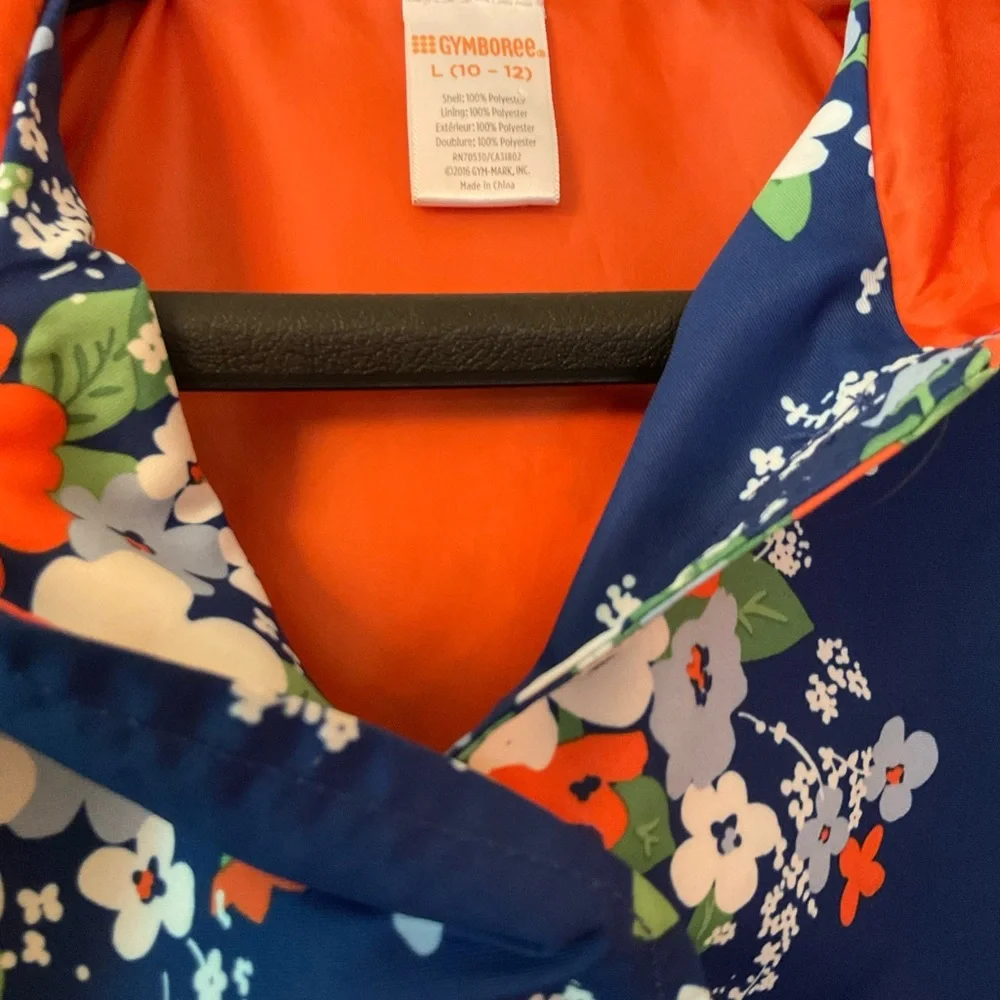 Gymboree Blue Floral Raincoat, Size L.